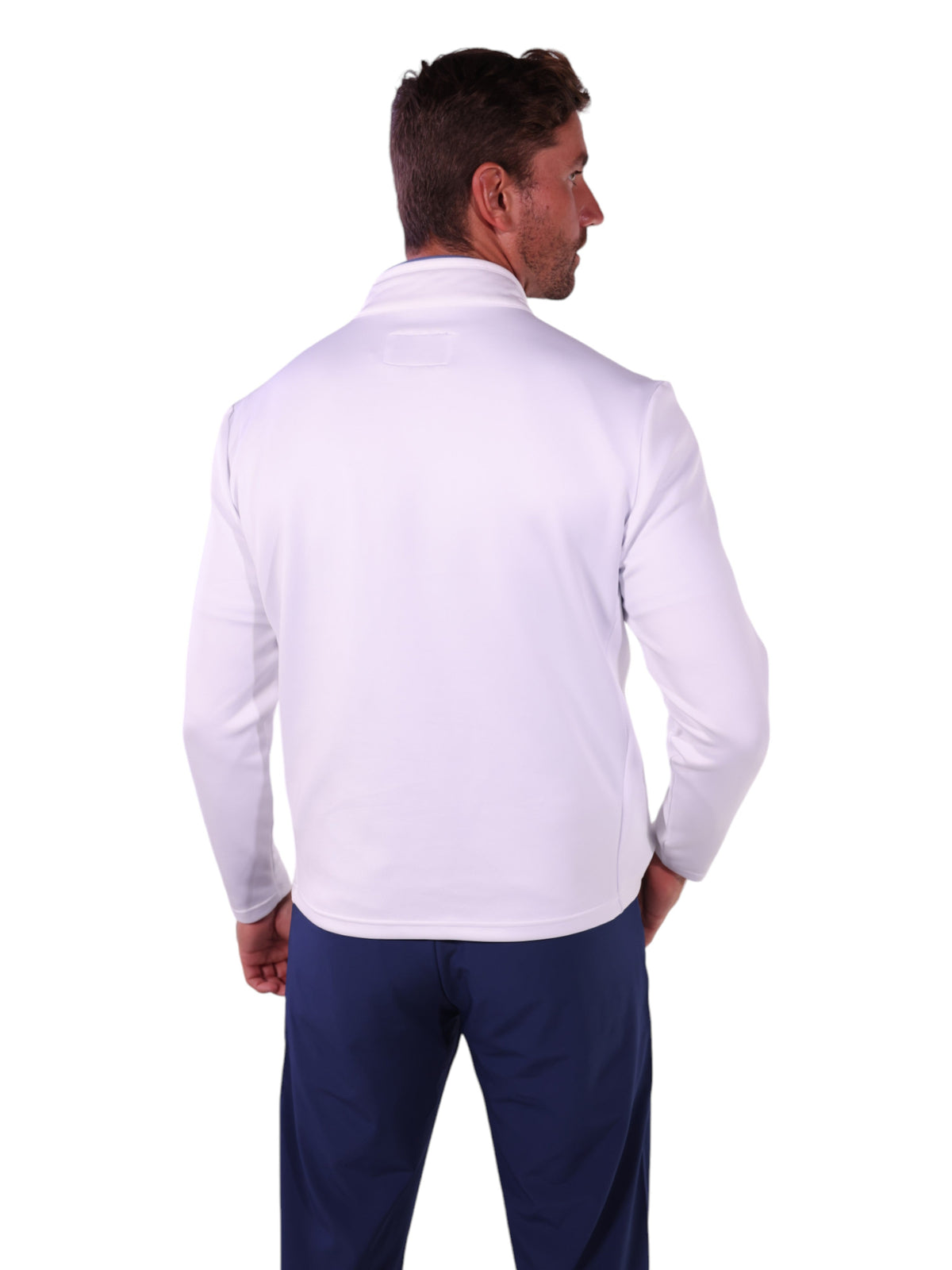 White Water Life Hampton Pullover Technical Layer quarter zip, navy blue with high collar, designed for outdoor layering.