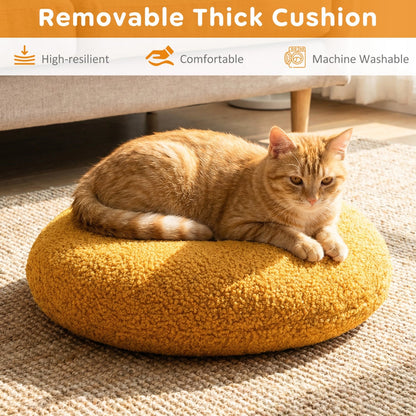 Hamburger-shaped cat nest with removable cushion and chicken drumstick toy, ideal for indoor cats, by GBruno Store.