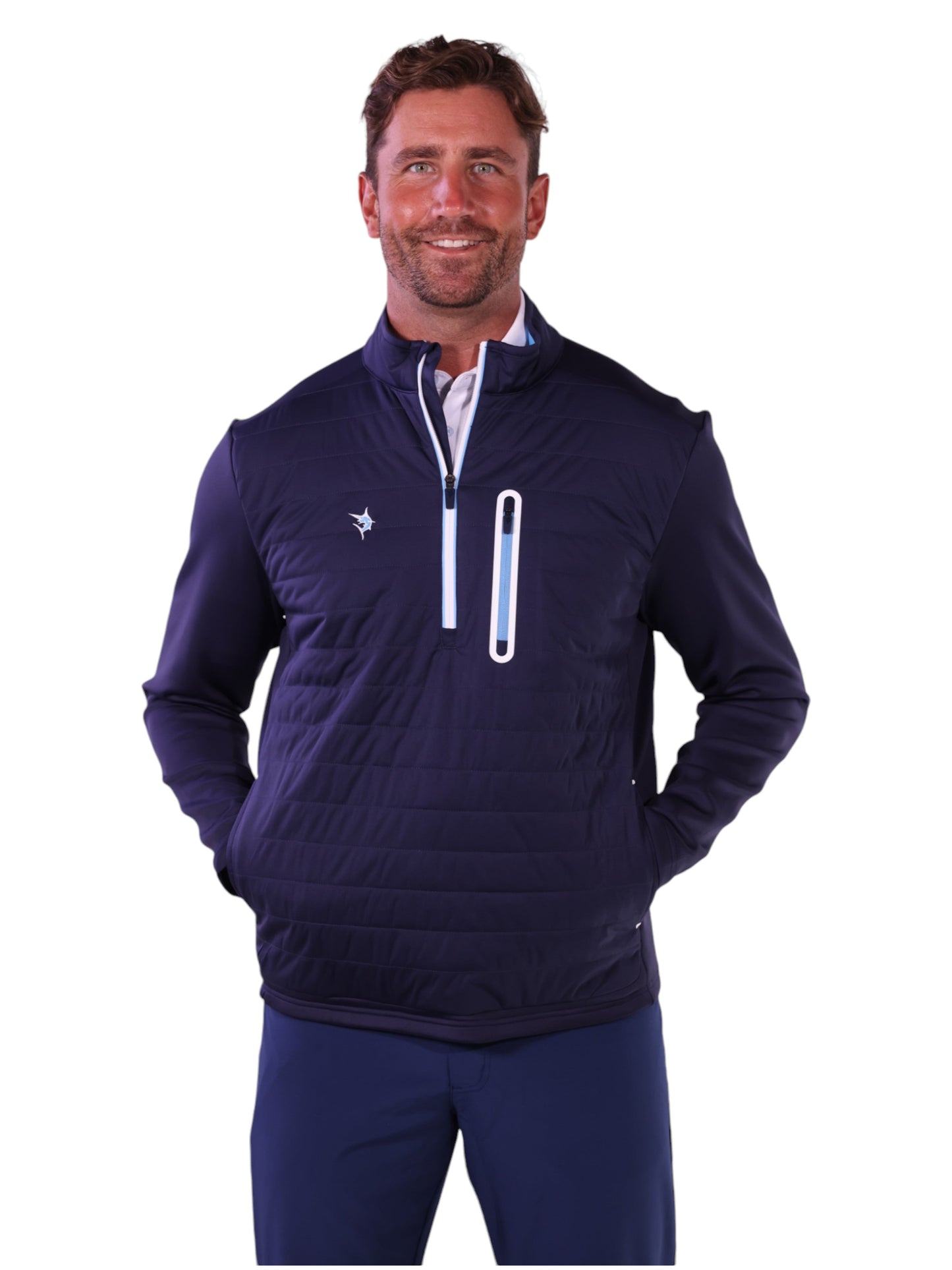 White Water Life Hampton Pullover technical layer quarter zip with front pockets, designed for outdoor performance and comfort.