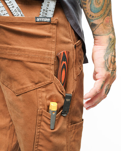 Off The Grid Surplus Hardened Double Knee Pant in tobacco color, durable work pants with reinforced knees and rugged fabric.