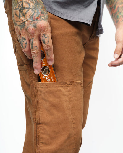 Off The Grid Surplus Hardened Double Knee Pant in tobacco color, rugged work pants with reinforced knees and durable fabric.
