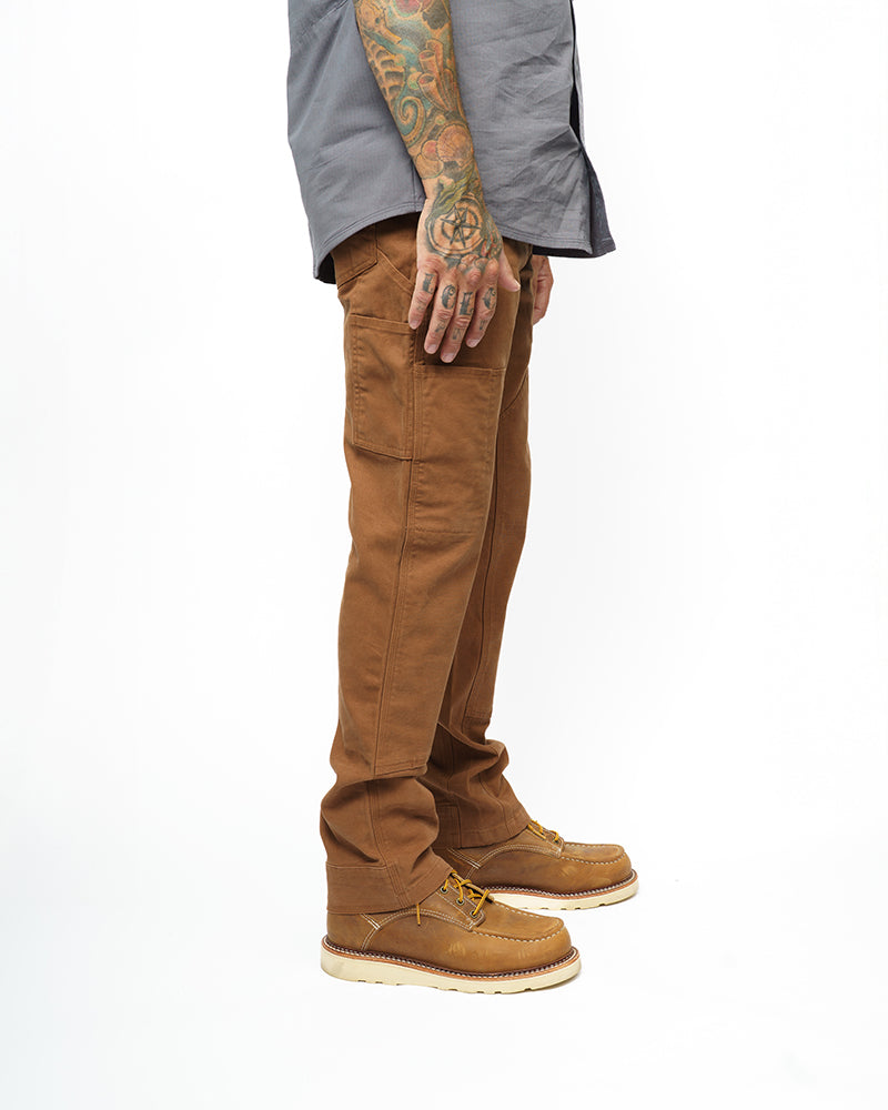 Off The Grid Surplus Hardened Double Knee Pants in tobacco color, featuring durable fabric and reinforced double knees for rugged wear.