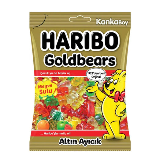 Haribo Goldbears gummy candies in a clear 80g bag, colorful bear shapes from the S101 brand.