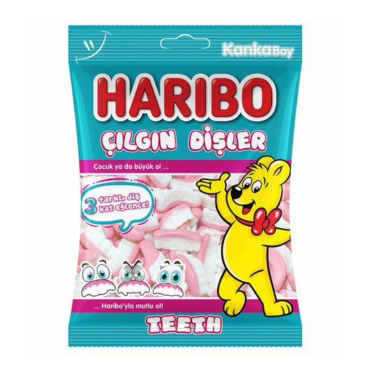 Haribo Teeth gummy candies in an 80g package, colorful gummy teeth-shaped treats from the S101 brand.