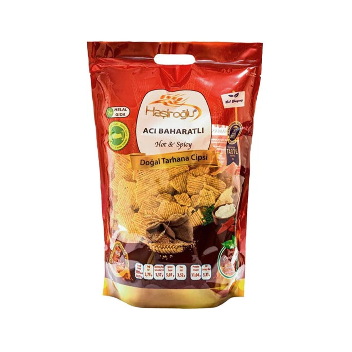 S101 Hasiroglu Spice Tarha hot chips in 450g package, crispy snack with spicy seasoning and traditional flavor.