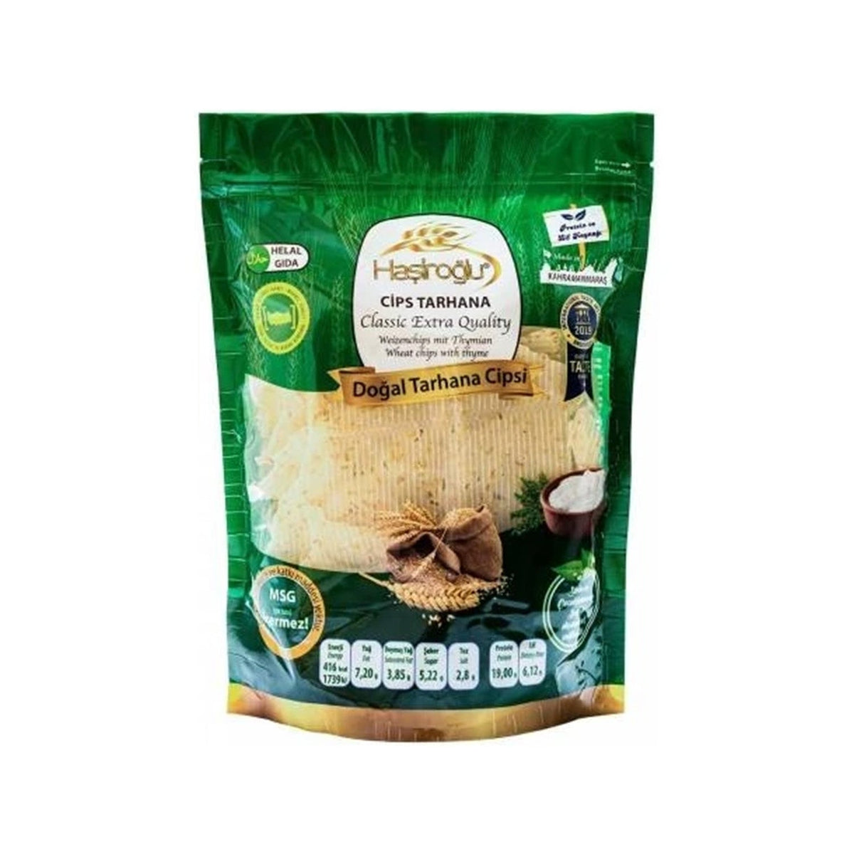 Hasiroglu Tarhana Chip Extra Yoghurt from S101, 450g bag of crunchy tarhana chips with yoghurt flavor.