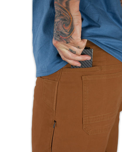 Off The Grid Surplus Havok Shorts 10-inch in tobacco color, featuring durable fabric and a relaxed fit for casual wear.