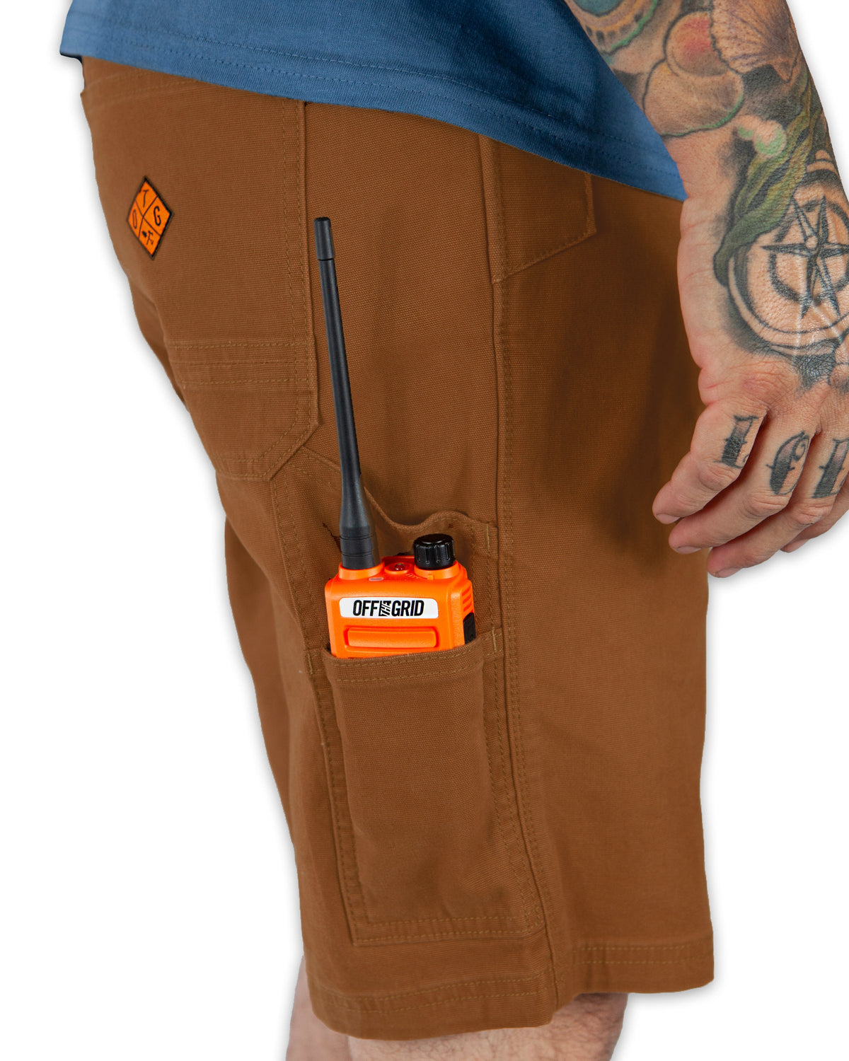 Off The Grid Surplus Havok Shorts 10" in tobacco color, featuring durable fabric and ergonomic design for active wear.