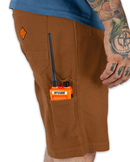 Off The Grid Surplus Havok Shorts 10" in tobacco color, featuring durable fabric and ergonomic design for active wear.