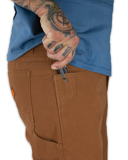 Off The Grid Surplus Havok Shorts 10-inch in tobacco color, featuring durable fabric and casual fit, displayed on a plain background.