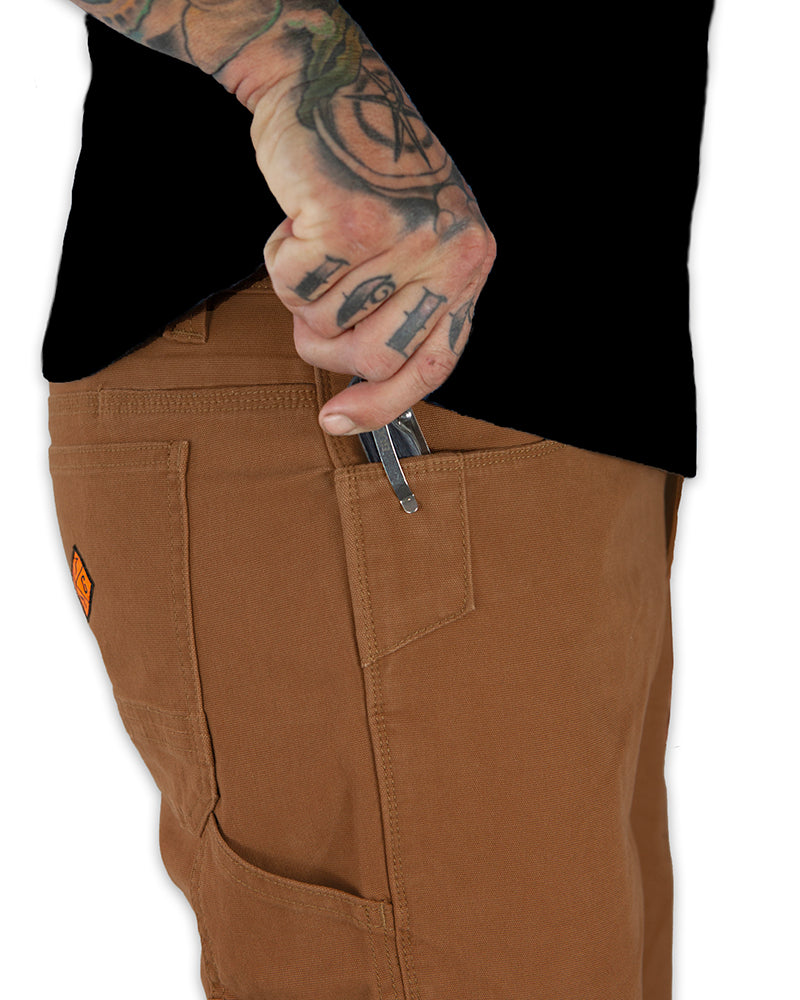 Off The Grid Surplus Havok Shorts 12-inch in tobacco color, featuring a casual fit and durable fabric for outdoor wear.