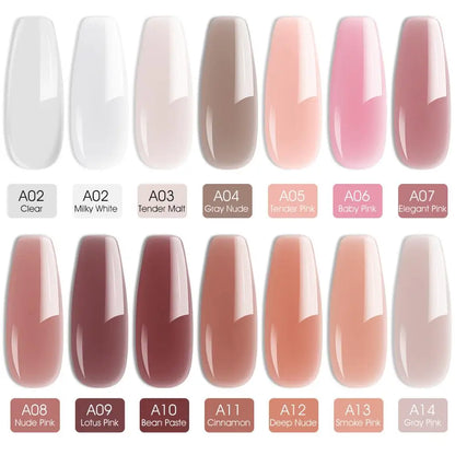 Blushimmer 50ml TPO Free Jelly Nail Extension Gel in clear natural color, UV soak-off builder gel for French nail extensions