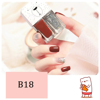 Bright candy-colored nail polish by Blushimmer, 2-in-1 water-based quick-dry manicure with waterproof, lasting finish.