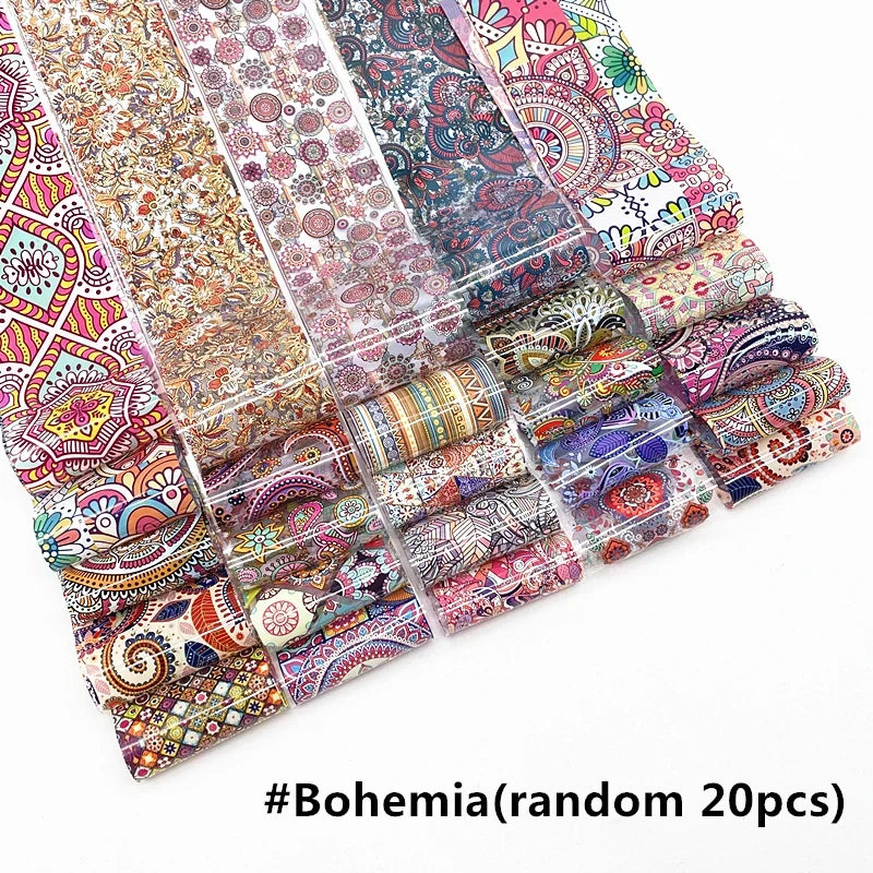 Blushimmer Halloween and Christmas nail art stickers featuring floral, stripe, and gradient transfer paper for manicure decoration.