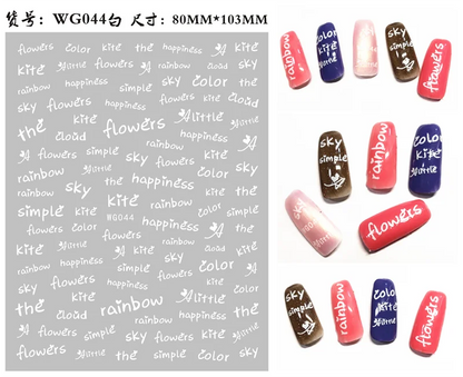 Black Old English font nail art stickers featuring alphabet letters, perfect for gothic and gothic-inspired nail decoration by Blushimmer.