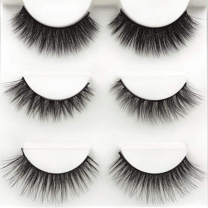SHIDISHANGPIN 3 pairs 27 styles 3D Faux Mink Hair Soft False Eyelashes Fluffy Wispy Thick Fake Lash Handmade Eyelash Eye Makeup