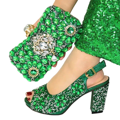 Elegant women's shoes and matching bags set by EdleessFashion, featuring stylish footwear and coordinated accessories.