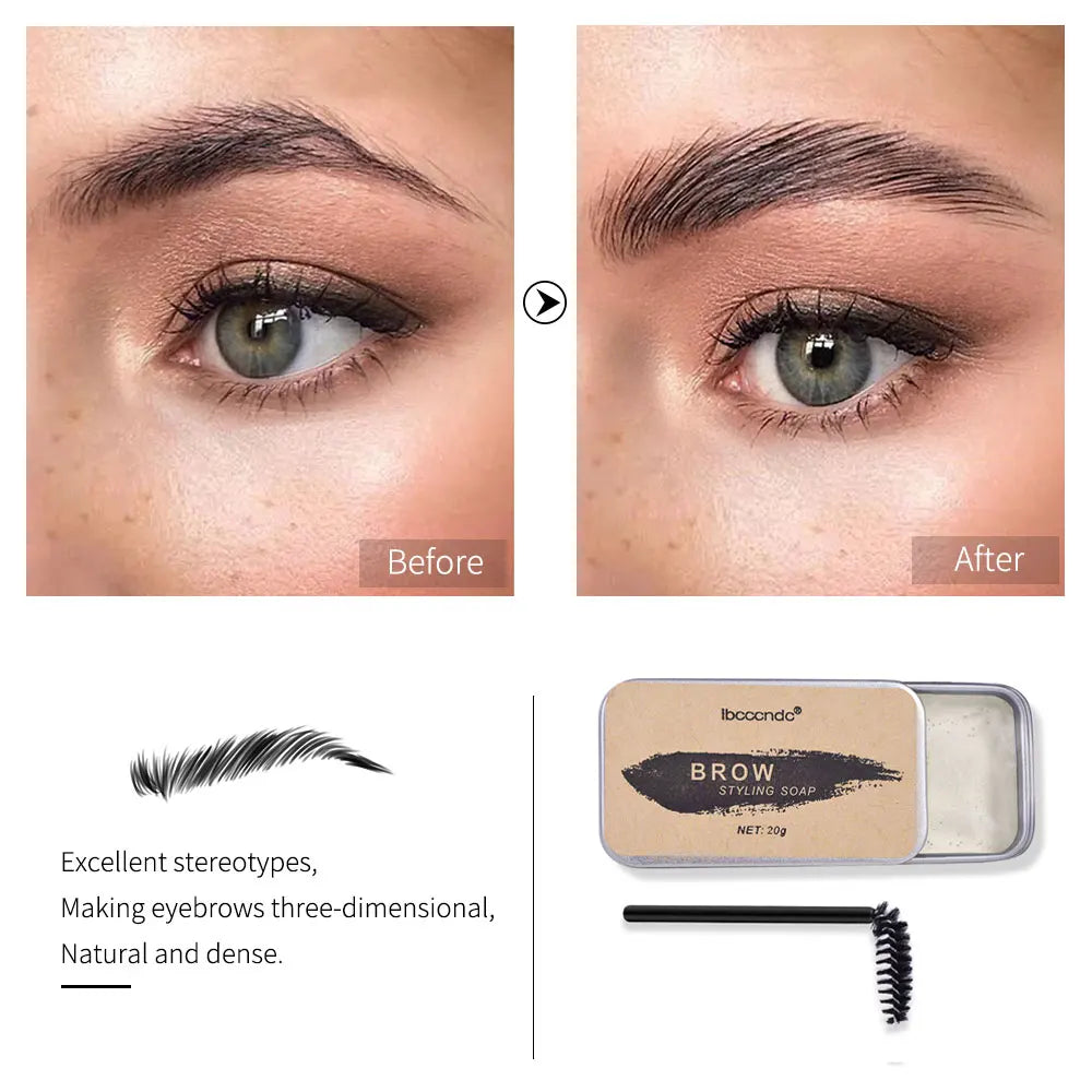 Blushimmer Brow Styling Soap Kit with waterproof long-lasting lamination gel, showing brow grooming and styling tools.