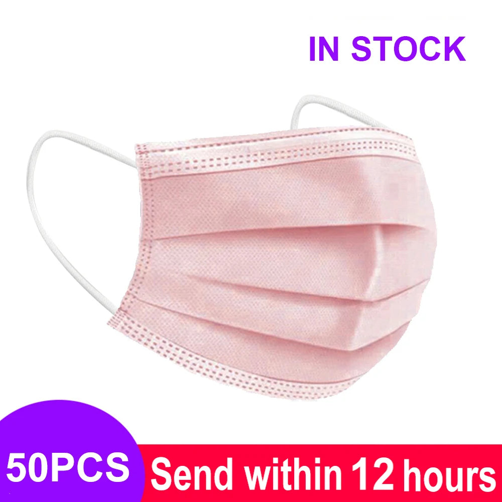 Mouth Masks 3-layer Anti-Dust Disposable Mascarillas  Non Woven Meltblown Cloth Masks Elastic Ear Loop Face Mask