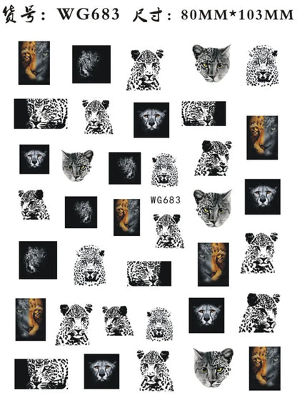 Nail Sticker Snake  Dragon Butterfly Black Multicolor Decals Nail Art Tattoo Slider Water Transfer Letter Nails Art Decoration