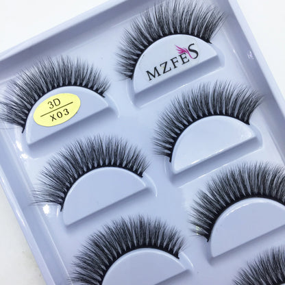 Pair of 38 Style 5 Pairs Blushimmer 3D Mink False Eyelashes, natural-looking faux eye lashes for makeup and beauty enhancement.