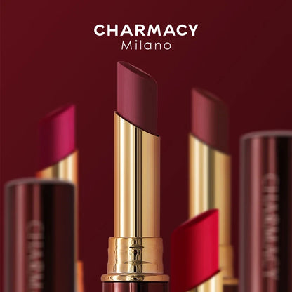 Blushimmer Charmacy waterproof velvet lipstick in 16 colors, featuring a long-lasting matte finish and easy-to-wear lip makeup.