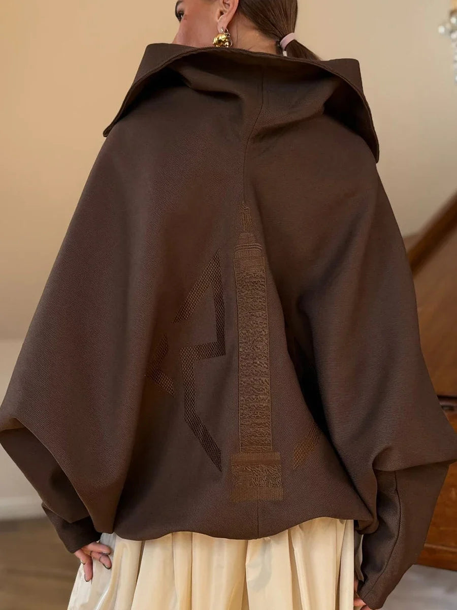 TWOTWINSTYLE Chic Splicing Personalized Zippers Trench Women Breathable Lapel Collar Long Sleeve Loose Coat Fashion