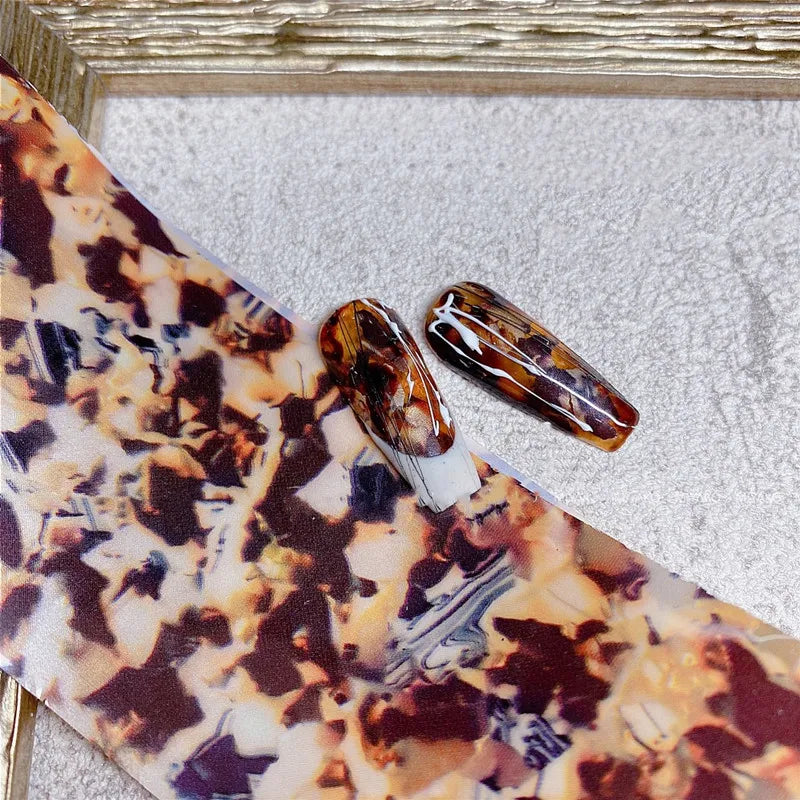 Leopard print nail foils transfer paper with snake skin design by Blushimmer, for animal print manicure nail art decoration.