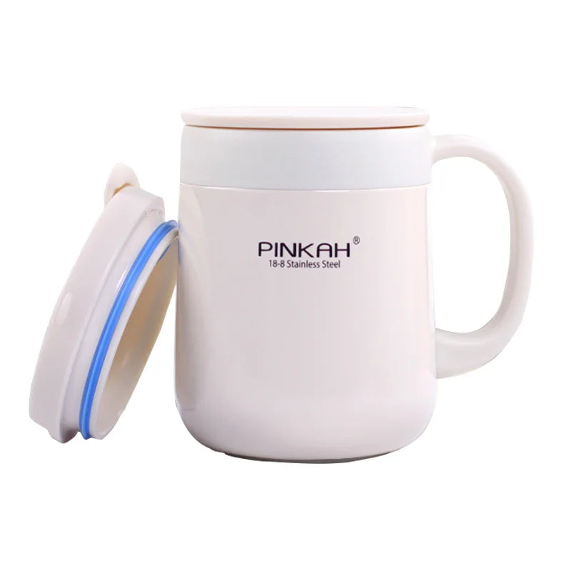 PINKAH 340&460ml Coffee Mug 304 Stainless Steel Thermos Mugs With Handle With Lid Insulated Tea mug Vacuum Cup Office Thermos
