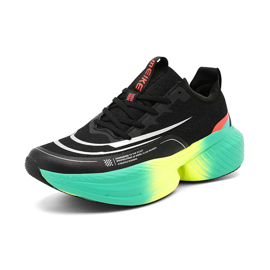 Women Men Breathable Knit Athletic Shoes Lightweight Gradient EVA Cushioning Carbon Plate Training Sneakers for Gym Daily Wear
