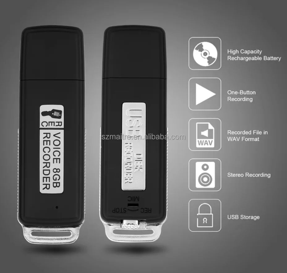 8G USB Voice Sound Recorder 3-6h Recording Duration MP3 Voice Sound Recorder Built in Rechargeiable Battery Voice Recorder USB
