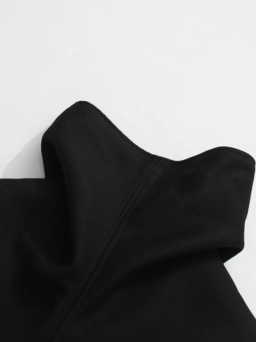 TWOTWINSTYLE Chic Splicing Personalized Zippers Trench Women Breathable Lapel Collar Long Sleeve Loose Coat Fashion