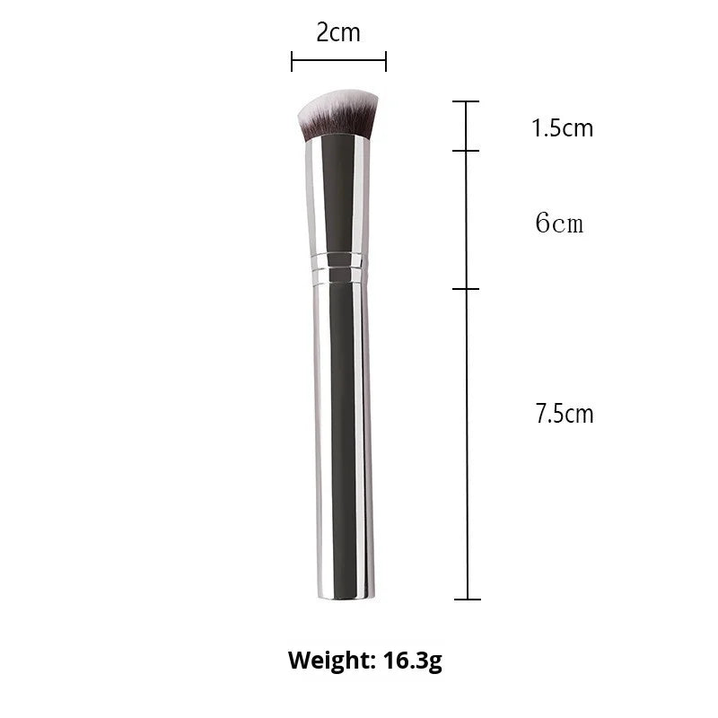 Custom Logo Professional Foundation Brush Angle Flat Top Makeup Brush Synthetic Hair Aluminum Handle Wholesale OEM