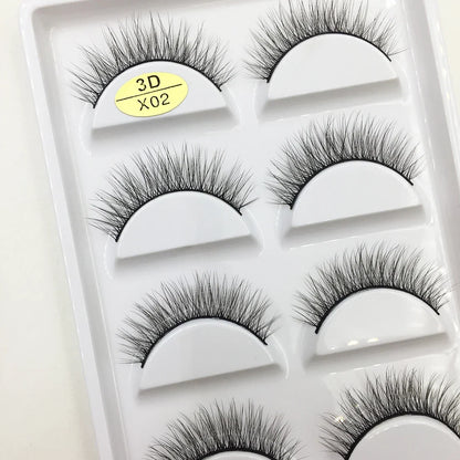 Set of 5 pairs of Blushimmer 3D Mink False Eyelashes, natural, voluminous makeup lashes for beauty and eye enhancement.
