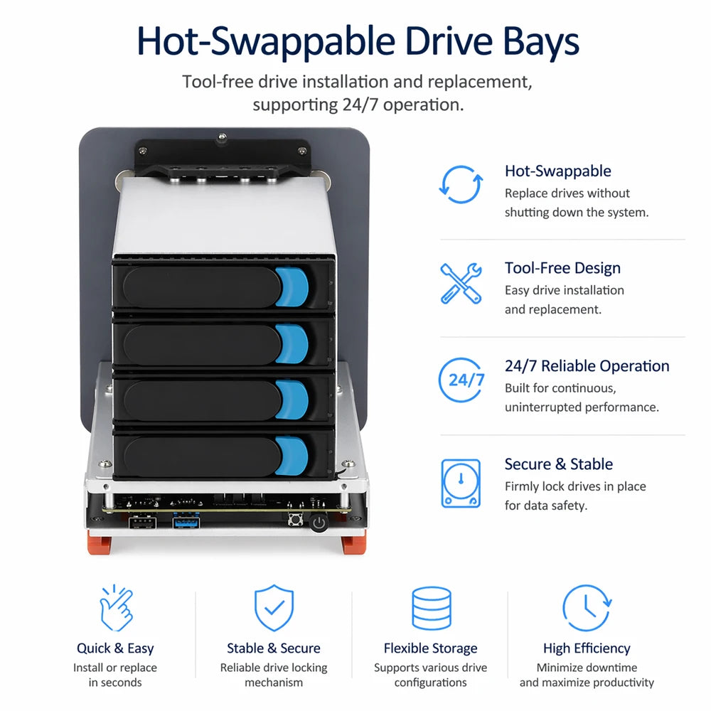 4 Bay NAS Fully Customizable Advanced Router Mini Server Barebone Desktop PC CPU Celeron I5-10210U 2x SSD 4x HDD 4x LAN