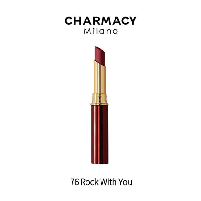HD lipstick in a sleek black tube with a closed cap, showcasing 16 vibrant waterproof velvet matte shades.