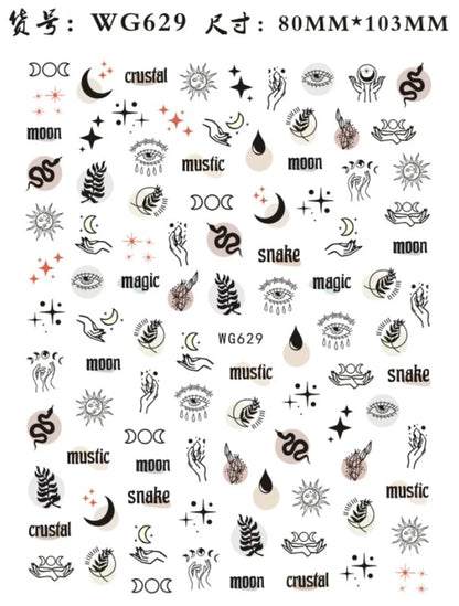 Nail Sticker Snake  Dragon Butterfly Black Multicolor Decals Nail Art Tattoo Slider Water Transfer Letter Nails Art Decoration