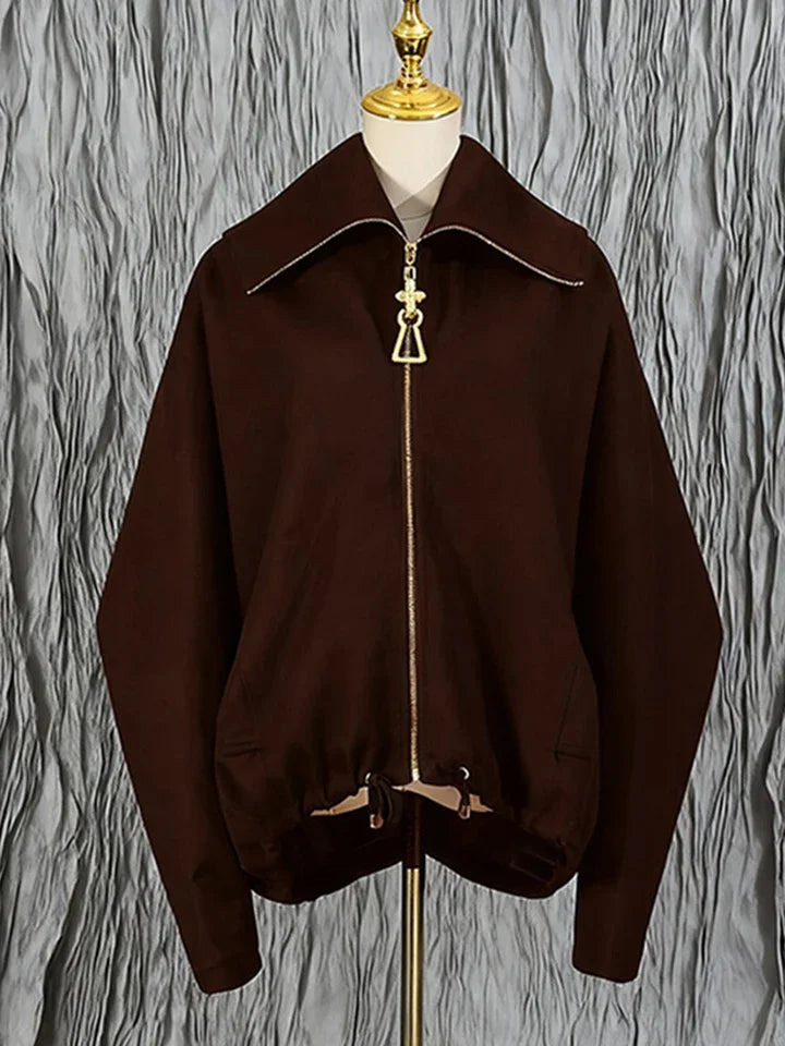 TWOTWINSTYLE Chic Splicing Personalized Zippers Trench Women Breathable Lapel Collar Long Sleeve Loose Coat Fashion