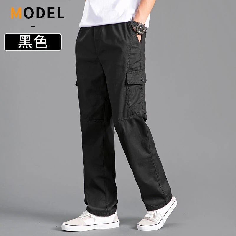 Men's Cargo Pants Cotton Black Work Pants Summer Casual Climbing Joggers Man Sweatpants Sports Spring Autumn Twill Trousers