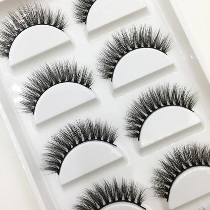 Set of 5 pairs of natural 3D Mink false eyelashes by Blushimmer, perfect for makeup and beauty enhancements.