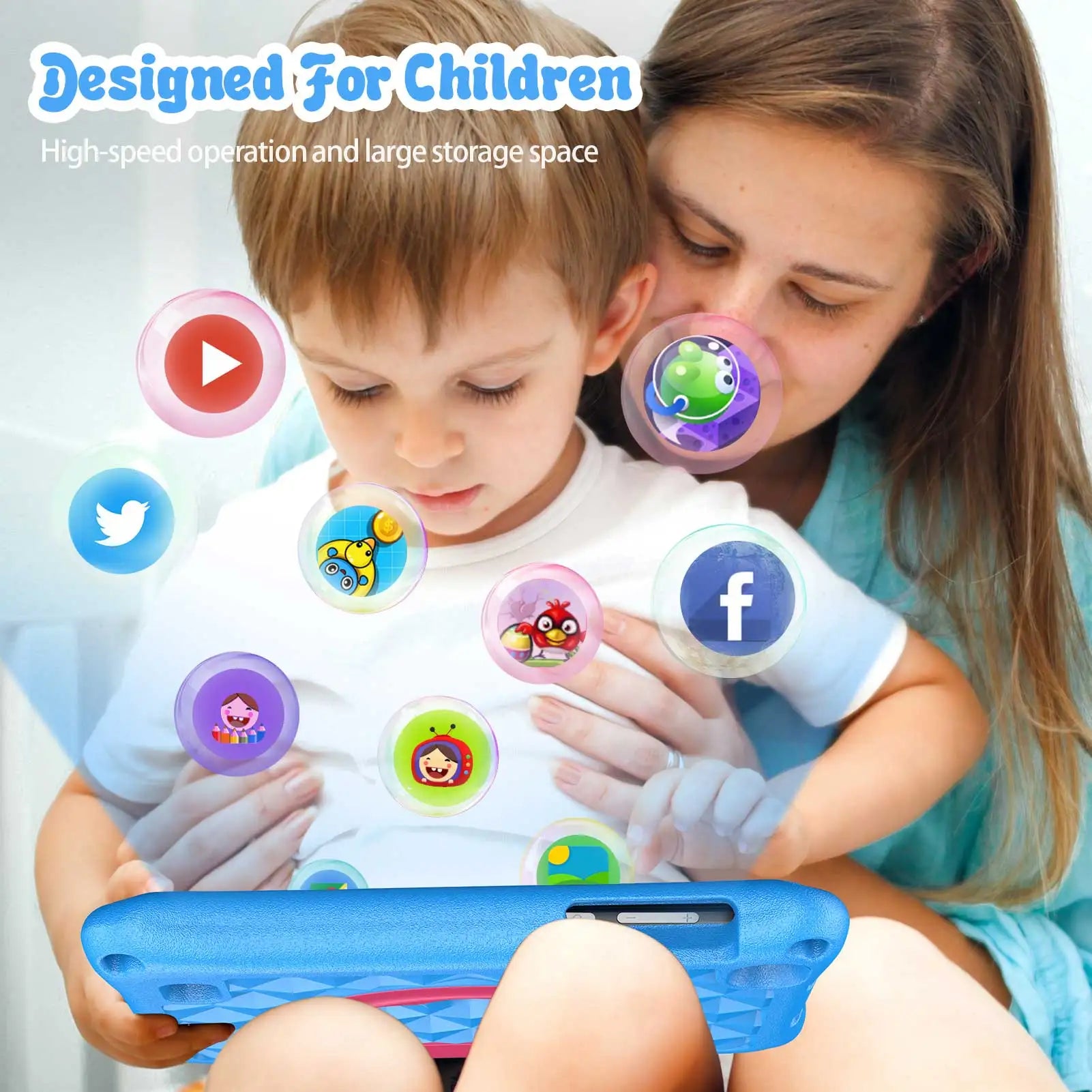 M7K 7 Inch 4GB+ 32GB Kids Android 11 Tablets PC WiFi Education Games IPS Screen Tablet With Silicone Case Tablet Pc