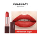 Blushimmer CHARMACY matte lipstick in natural red velvet color, easy-to-wear lipstick with smooth lip coloring for women.