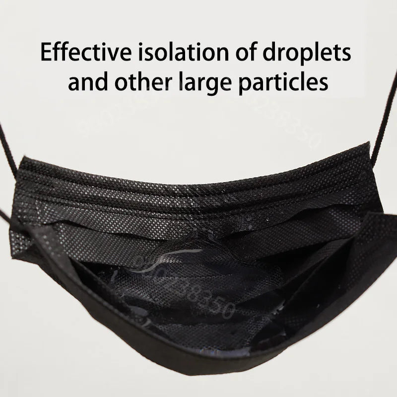 10-500Pcs Adults Mask Disposable individual Separate Package masque noir Anti-dust 3 Layer Ply Filter Black Mouth Face mask