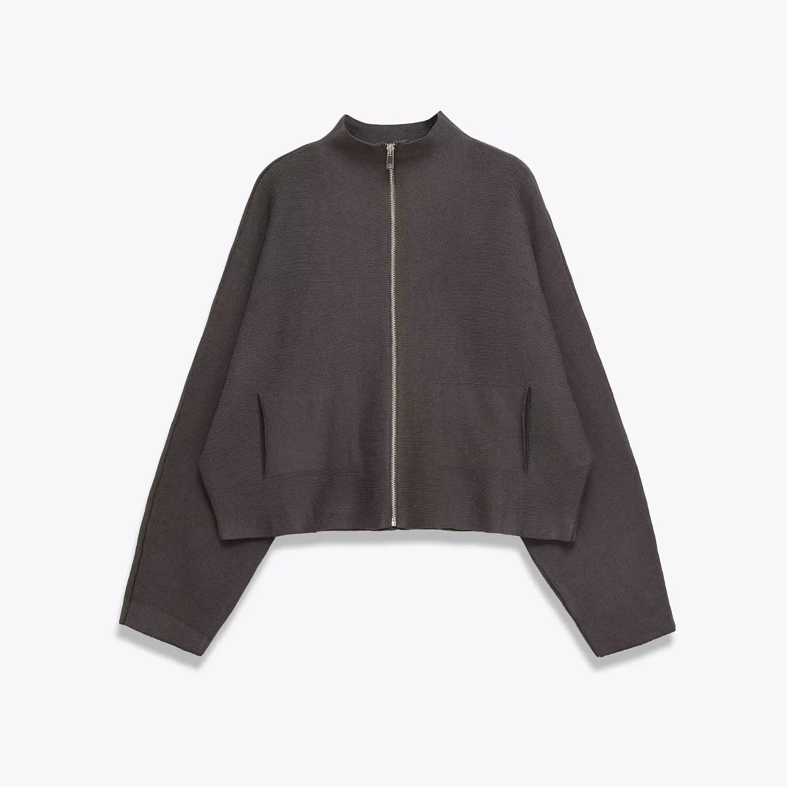 PB&ZA Women 2025 Autumn Fashion Zippered Knitted Coat Sweater Vintage Long Sleeve Female Pullovers Chic Tops