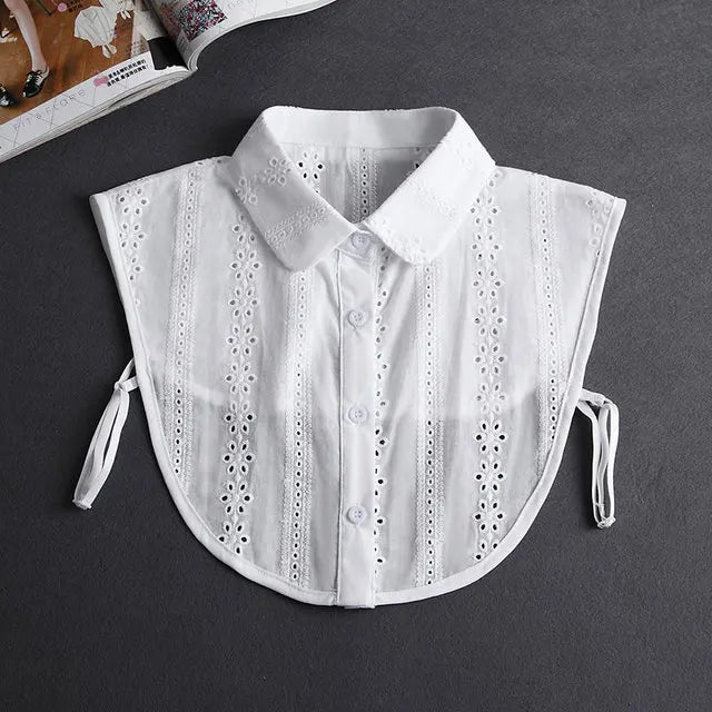 Fashion 2025 Front Tie White Fake Collar for Women Stand Detachable Collar Fake Girls Vintage Lace Ladies False Blouse Collar