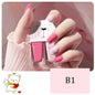 Blushimmer 2-in-1 candy color water-based nail polish with bright, quick-drying, waterproof, and long-lasting finish, shown on nails.