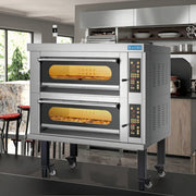 YuMai HB-204B Commercial Electric Bakery Oven Two Decks/Four Trays Adjustable Thermostat Drop-Down Door for Manufacturing Plant