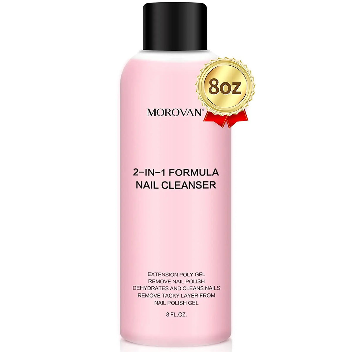 Blushimmer 8oz Nail Cleanser 2-in-1 with lint-free slip solution and professional nail polish remover for nail extension and prep.