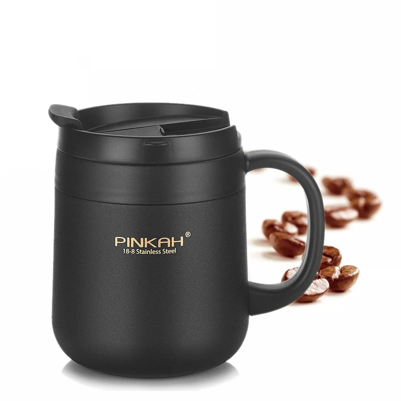 PINKAH 340&460ml Coffee Mug 304 Stainless Steel Thermos Mugs With Handle With Lid Insulated Tea mug Vacuum Cup Office Thermos