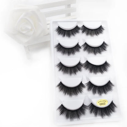 5 Pairs Multipack 3D Mink Lashes False Eyelashes Handmade Wispy Fluffy Long Lashes Natural Eye Makeup Tools Eye Lashes G806